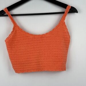 Aerie Summer Nights Orange Crochet Knit Tank Top Cropped XS‎ Y2K